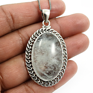 Piedra preciosa de Aguamarina natural Plata de Ley 925 forma ovalada colgante étnico bohemio joyería hecha a mano proveedores al por mayor OEM ODM - Product Image 4