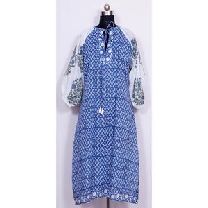 ชุดเดรสผู้หญิงพิมพ์ลายบล็อก, ชุดเดรสผ้าฝ้ายฤดูร้อนผู้หญิง, ชุดเดรสดอกไม้, ชุดเดรสเสื้ออินเดีย, ชุดเดรสโบฮีเมียนวันหยุด - Product Image 1