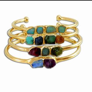 Prix de gros cornaline pierre brute Bracelet Super qualité 925 argent Sterling plaqué or lunette Bracelet pour bijoux de mariage - Product Image 4