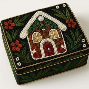 Hot Selling Pinkweave Theme Hand-Beaded Jewelry Box House Design Pearl Detail Embroidered Gift <b>Case</b> Unique Cinema Lover Velvet - Product Image 1