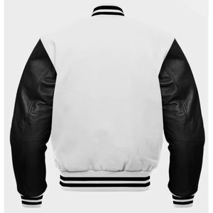 Vestes de baseball personnalisées OEM, vestes universitaires, vestes bomber pour hommes, manches en cuir et laine, avec logo brodé - Product Image 6