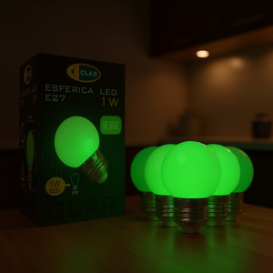 Bombilla LED Esférica E27 1W 230V Color Verde - Product Image 3