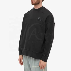 Sweat-shirts surdimensionnés pour hommes à manches longues avec logo personnalisé, prix de gros, en coton mélangé - Product Image 4