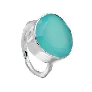 Anillo de Plata de Ley 925 con forma redonda de Calcedonia, Gema de Calcedonia - Product Image 1