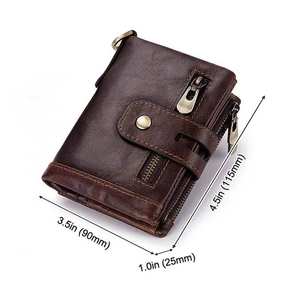 Cartera de Hombre de Lujo, Estilo Casual Vintage, Cuero Genuino, Cierre Doble, 2026 - Product Image 5