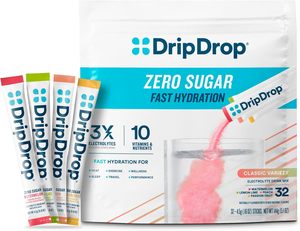 Paquetes de Hidratación Sin Azúcar DripDrop - Sabor Clásico Variado: Limón-Lima, Sandía, Melocotón, Fruta de la Pasión - 32 Sobres - Product Image 4