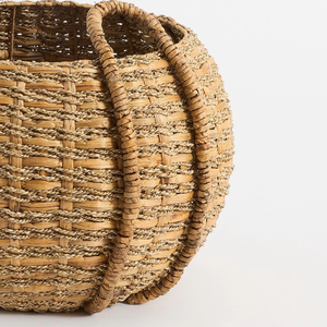 Panier de rangement en jonc de mer et jacinthe d'eau, tissé naturellement, écologique, décoratif, avec poignées, vente chaude - Product Image 2