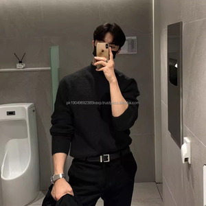 Sudadera de invierno personalizada para hombre, prendas de punto de gran tamaño informales vintage gruesas con jersey de cuello simulado, ropa duradera con logotipo frontal - Product Image 4