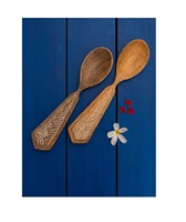 Ensemble de couverts en bois naturel finition foncée style Japandi avec cuillère, fourchette et couteau de 10 ml, lot de 3, marque DC