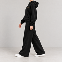 Ensemble de survêtements pour femmes en molleton de coton avec broderie chenille, marque privée OEM, pantalon de survêtement ample, fabrication sur mesure