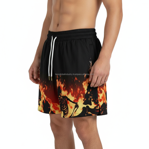 Shorts de basketball pour hommes respirants, personnalisables OEM, bleus, pour l'été, 100 % polyester, séchage rapide, écologiques, avec cordon de serrage - Product Image 4