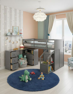 Luxury Loft <b>Bed</b> Low Study Twin Size Loft <b>Bed</b> With Storage Steps and <b>Portable</b>,Desk - Product Image 3