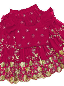 Shoryam Fashion Zara Lehenga Choli en soie organza rose pour filles, broderie florale riche, tenue de soirée et de cérémonie, longueur au sol, coupe classique - Product Image 2