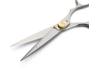 Ciseaux de cheveux professionnels OEM 440C lames convexes argentées bouton de tension réglable poignée en acier inoxydable ciseaux de beauté pare-chocs - Product Image 2