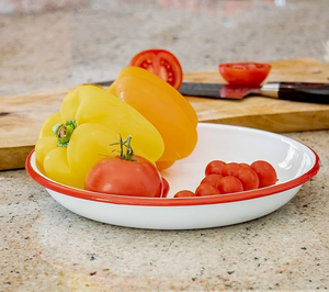 Plato de acero inoxidable con estampado esmaltado elegante, diseño de flor gris, plato para sopa, cena para acampar - Product Image 4