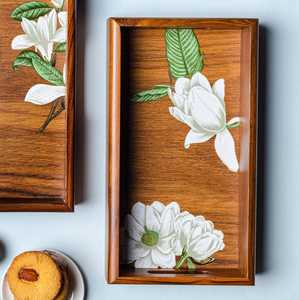 Bandeja Rectangular decorativa superventas, estampado Meena, bandejas de punto de Picnic de madera pintadas a mano, resina para mostrar el desayuno - Product Image 3