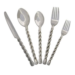 Décoratif personnalisé mat ondulant poignée en argent kit de couverts de style unique en acier inoxydable argent kit de couverts de cuisine - Product Image 4