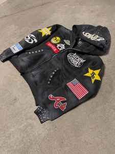 Sweat à capuche en coton doux lourd avec broderie 3D personnalisée, lettres DTG, fermeture éclair, strass, déchiré, délavé à l'acide - Product Image 5