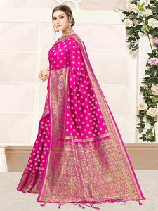 Trendmalls ผ้าไหม banarasi สำหรับผู้หญิงพร้อมเสื้อ unstitched ชิ้น (S11-Pink) งานแต่งงานแบบลำลองและเสื้อผ้าปากีสถาน - Product Image 2