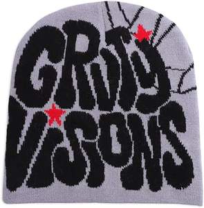 Bonnet tricoté personnalisé OEM vente en gros en vrac bonnets chapeaux mode tricot tête de mort casquettes hiver chaud pas cher logo broderie fournisseur - Product Image 4