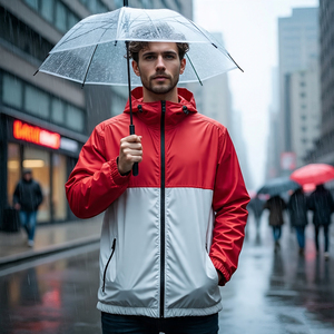 Chaqueta impermeable de nailon con cremallera frontal para hombre, cortavientos ecológico de alta calidad, senderismo, Color sólido, estilo callejero, capucha para lluvia - Product Image 4