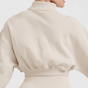 High Quality Customized Color Crop <b>Top</b> Hooded <b>Turtleneck</b> Zipper-Up Short Hoodies <b>For</b> <b>Woman</b> Comfortable And Breathable Winter - Product Image 2