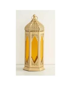 Farol colgante marroquí de hierro y vidrio decorativo de Ramadán con soporte de luz en T Color dorado de gran tamaño para Decoración de mesa - Product Image 6