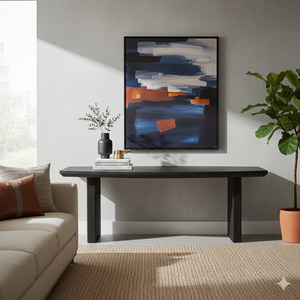 Mesa de comedor de madera con acabado elegante, patas robustas, construcción artesanal, estilo contemporáneo y elegancia moderna atemporal. - Product Image 3