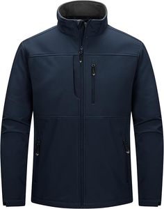 <b>Men's</b> Lightweight Breathable Waterproof Softshell <b>Jacket</b> Warm Fleece Lining Windbreaker for <b>Travel</b> Hiking Golf Motorcycle Racing - Product Image 1