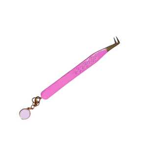 Custom Logo Stainless Steel Anti-Magnetic Eyelash <b>Tweezers</b> 10mm Strong Grip Isolation Lash Extension Fiber Tip Cherry/Heart Cut - Product Image 1