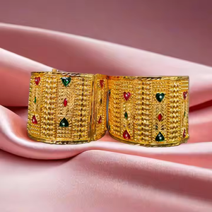 ชุดกำไลข้อมือที่ออกแบบตามกระแสพร้อมกำไลชุบทอง22K ชุดเครื่องประดับสไตล์โมเดิร์นสำหรับผู้หญิงจากผู้ส่งออกอินเดีย - Product Image 1