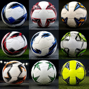 Balón de Fútbol Personalizable de PU para Adultos, Talla 5, Blanco y Azul, Impresión por Serigrafía, Balón de Entrenamiento y Partido para Interior y Exterior - Product Image 1
