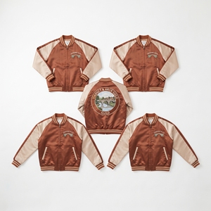 Custom Satin Bomber Jacket Maker Olive Ivory Chamomile Embroidered Varsity <b>Coat</b> Front Zip Outerwear Direct Factory - Product Image 4