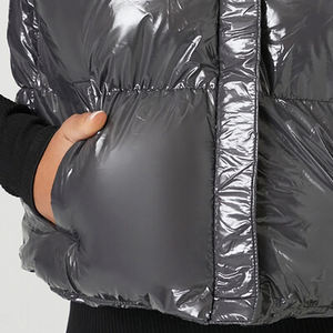 Chaleco Corto Acolchado de Invierno para Mujer, Estilo Europeo y Americano, Brillante, con Cierre, Chaquetas para Hombre - Product Image 4