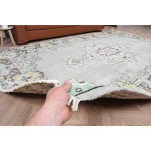 6.2x9.2 ft Rug, Vintage Turkish Rug, Gray <b>Brown</b> Animal Print <b>Wool</b> Rug - Product Image 4