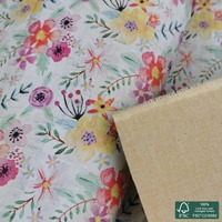 Tissu en liège naturel imprimé de motifs floraux, broderie personnalisée de haute qualité, tissu imprimé numérique, tissu en coton et élasthanne