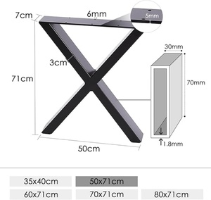 Vinahardware Pieds de meubles en acier moulé en forme de X à usage intensif Pieds de banc/table basse en métal modernes pour cuisine d'appartement - Product Image 6