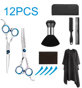 ชุดกรรไกรตัดผมแบบมืออาชีพพร้อมกรรไกรขนาดเล็กชุดแต่งผมสีดำสำหรับช่างตัดผมร้านเสริมสวยและที่บ้าน - Product Image 3
