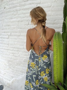 Maxi Tie-Dye Ombre Effect Dress Lace Boho <b>Wrap</b> 3D Backless Design Comfortable Loose-Fitting <b>Beach</b> Wear Women Resort Casual Free - Product Image 5