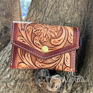 Nueva Cartera de cuero mecanizada a mano con llavero Mini llavero cartera pequeña girasol cuero genuino monedero occidental para mujer - Product Image 1