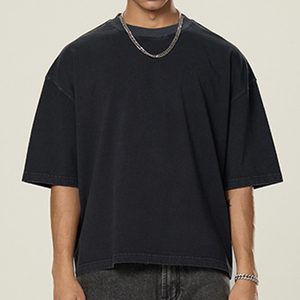 Heavy Weight Oversize T-shirt 100% Cotton <b>Cropped</b> Tshirts Custom Logo Boxy Fit Blank Streetwear T-shirt for <b>men</b> - Product Image 1