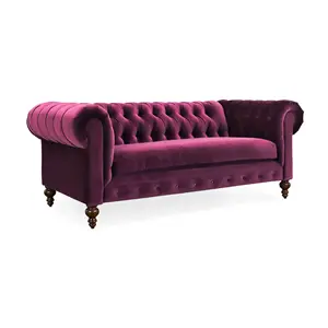 Alta calidad Jessy Chesterfield Loveseat Classic en marco de madera maciza para sala de estar muebles para el hogar