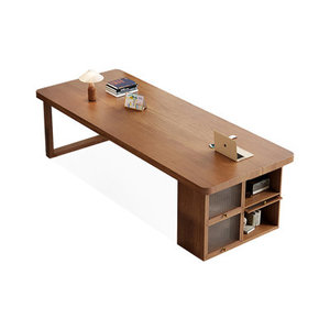 Walnut Rectangular Solid Wood Executive <b>Desk</b> with <b>Glass</b> <b>Top</b> MDF Material Model DESK2-0048 - Product Image 4