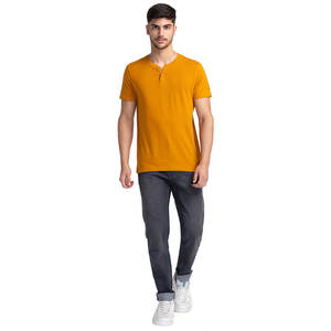 <b>Trendy</b> Henley Neck <b>T</b>-<b>Shirt</b> for Men Plain Solid Colour or Printed Style Short Sleeve Button Front Casual Cotton Mens Tee <b>Shirt</b> - Product Image 3