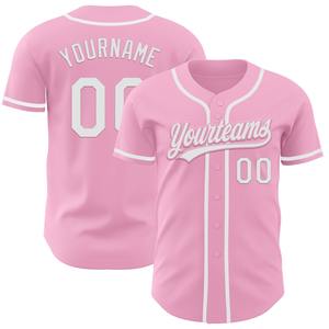 Direct Ommiz Industry Vêtements de sport authentiques Maillot de baseball authentique personnalisé rose clair blanc - Product Image 1