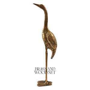 Sculpture d'oiseau de grue en laiton fait à la main Figurine décorative de style antique avec détails gravés pour la décoration de maison de luxe - Product Image 3