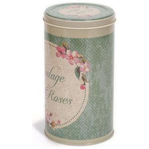 Caja de hojalata redonda de 1,3 L, Rosa Vintage reciclable, hojalata de 105x170mm, cierre de alambre de madera de plástico, tapa transparente para embalaje de billetera - Product Image 3