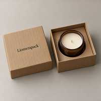 Lionwrapack Scatola Espositiva per Candele a Forma di Casa Personalizzata, Nero Opaco con Strisce e Logo in Lamina Dorata, Apertura Frontale