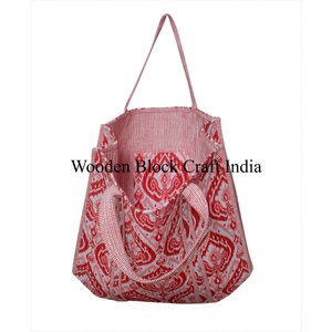 Bolsa de Mano Acolchada con Estampado Floral Vintage 100% Algodón al por Mayor, Bolsa con Cierre Abierto para Mujer, Logotipo Personalizado, Invierno, Primavera, Verano - Product Image 3