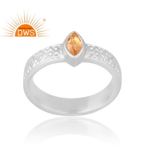 แหวนพลอยซิทรินธรรมชาติทำจากเงินสเตอริง925ดีไซน์แบบได้รับความนิยมเครื่องประดับตามสั่งสำหรับเป็นของขวัญสำหรับผู้หญิงสำหรับผู้หญิง - Product Image 1